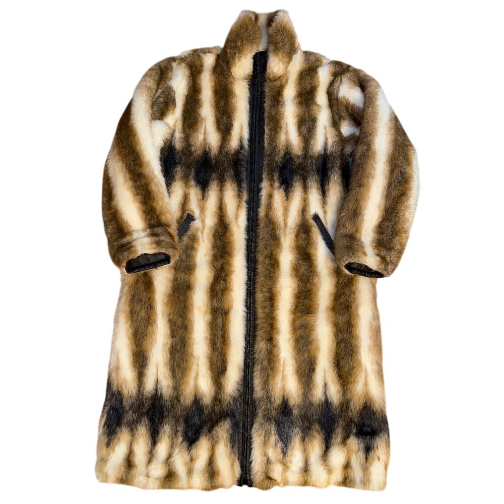 Vintage Faux Mink Fur‎ Full Length Coat XL